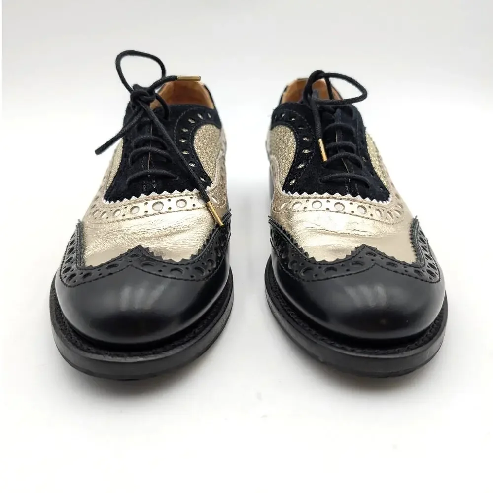 The Office Of Angela Scott Mr. Doubt Wingtip Oxford Black/Gold Size US7 EU37